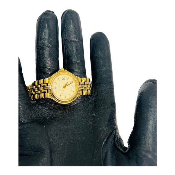 Vintage Bulova Women\'s Quartz Diamond Accent Gold Tone Ladies Analog Watch